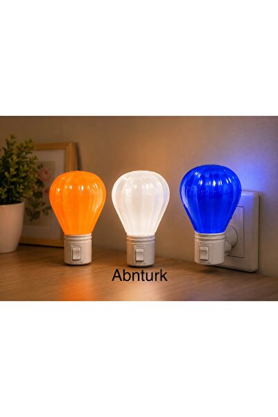 abnturk LED Balon Gece Lambası Priz Tipi Dekoratif Gece Işığı Anahtarlı Çocuk...