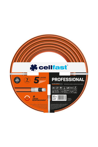 Cellfast Furtun pentru gradina PROFESSIONAL cu 5 straturi, 1/2", 20m, 28 bari...