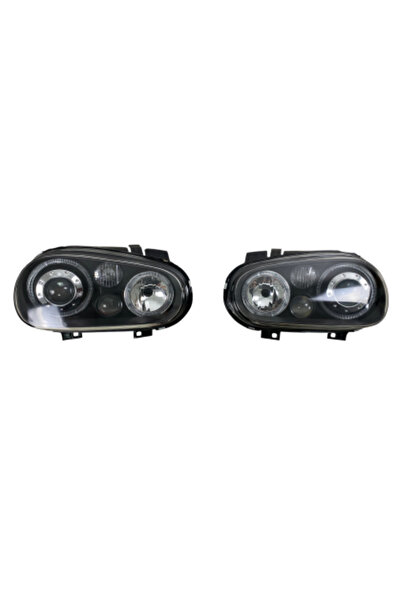 Depo Μπροστινά φώτα VW Golf IV R32 angel eyes - μαύρα, χωρίς λαμπτήρες (H7) -...