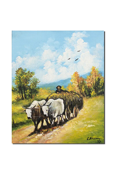 artnova Χειροποίητη ζωγραφιά Ο Άμαξας με τα Βόδια, 50x40εκ. λάδι σε καμβά, αν...