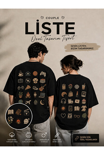 YGEN Sevgiliye Kişiye Özel Oversize Couple Tişört