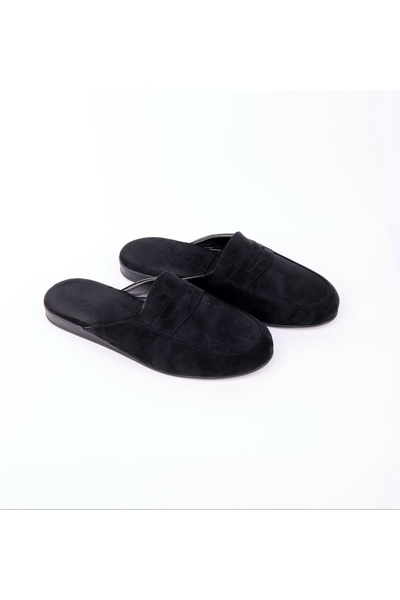 DEPASSE Men's Suede Slippers Black Home Office Guest Dowry Groom