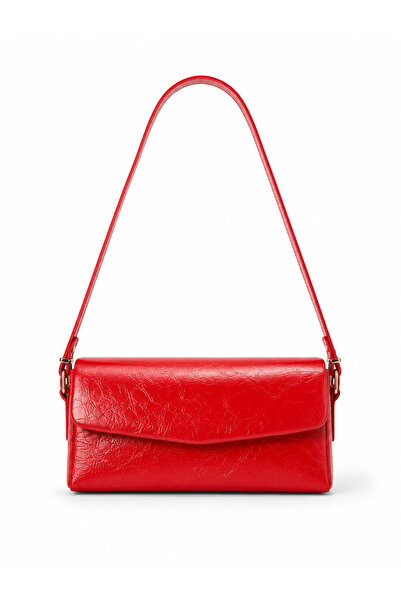 Nura Collection Bella Women's Rectangular Baguette Shoulder Bag - Red