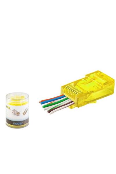 Universal NODAR ND2400 CAT6 EZ RJ45 موصل 100 قطعة في صندوق بلاستيكي - أصفر