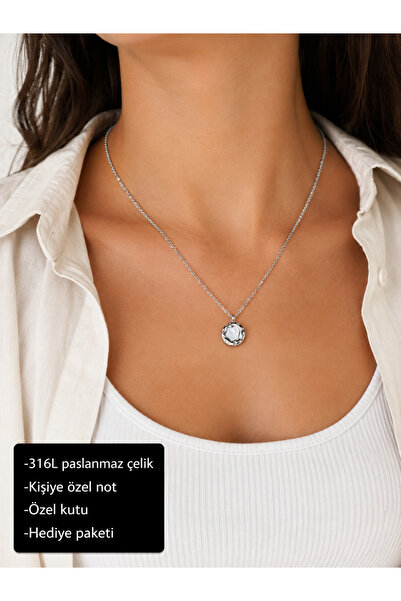 HER ŞEY NOTA www.herseynota.com Serelune Stone Women's Necklace 316L Stainles...