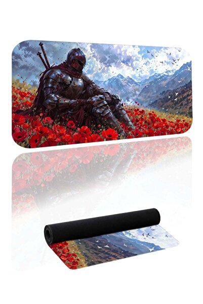 WithWall Orta Çağ Şövalye Temalı Desenli Geniş Oyuncu Ve Ofis Mousepad 30 x 7...