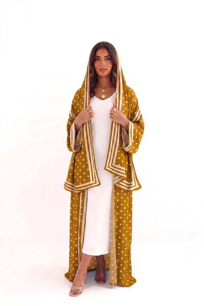 orastelle Olive Polka Dot Abaya