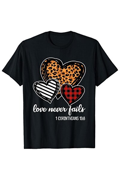 NOURAM تي شيرت رجالي بتصميم Christian Love Fails - يتميز بقلوب حمراء وسوداء، ...