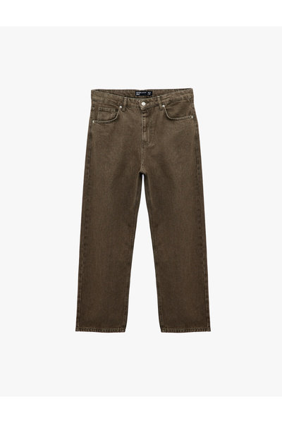 Koton Cotton Loose Regular Waist Oversize Baggy Jean Trousers