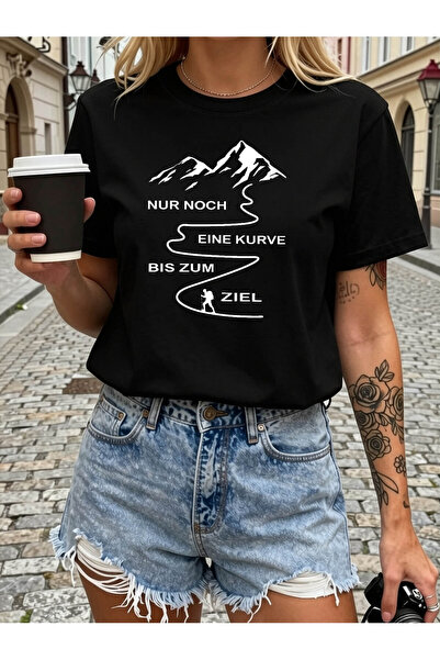 LİNA06 تي شيرت نسائي مطبوع عليه عبارة "German Solely One More Curve to The Go...