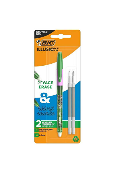 Bic Set 3 pixuri gel Illusion verde 0,7mm stergatoare