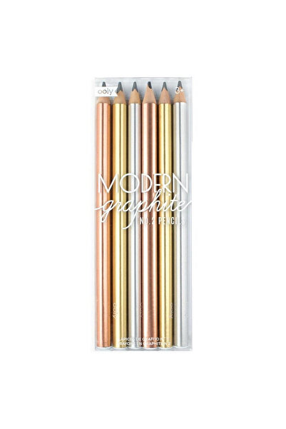 OEM Creioane colorate HB Modern Graphite metalice triunghiulare 6 bucăți