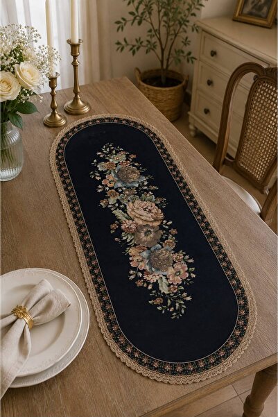 Yeshome Collection Vintaqe Bouquet Tapestry 40X90 Oval Coffee Table Cover