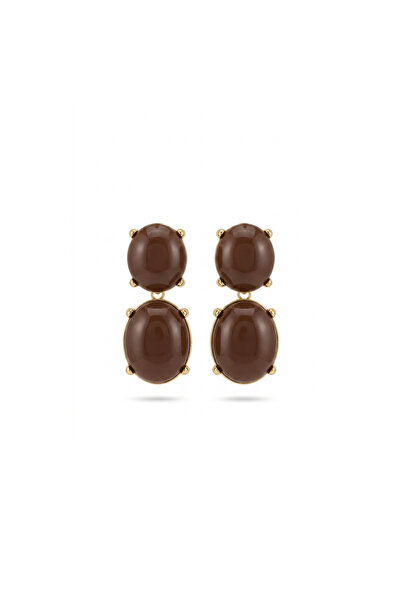 Charmist Double Coffee Bone Separated Earrings