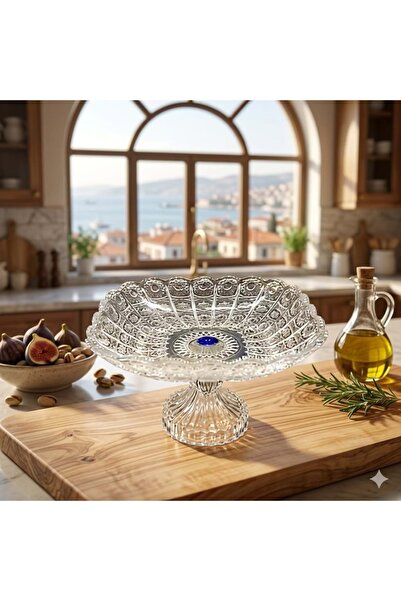 konak alışveriş 315-Decor Glass Fruit Bowl with Stand