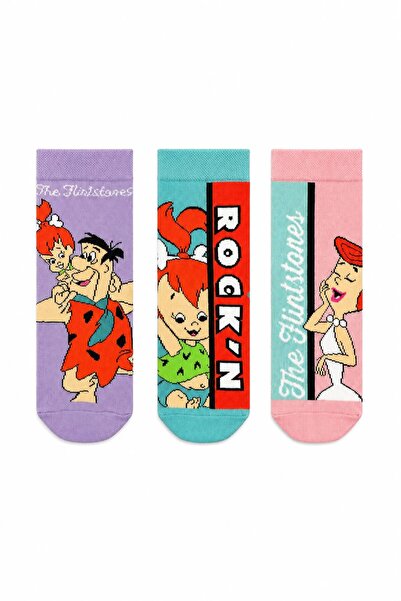 Warner Bros Licensed Stone Age the Flintstones 3-Piece Girls' Cotton Socks Ca...