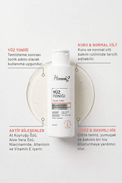 homm Cilt Dengeleme ve Ferah Bakım Yüz Toniği Kuru/Normal Cilt 80 ml