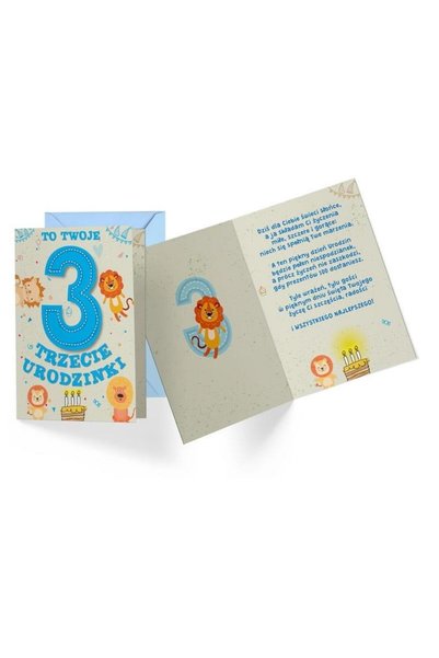 KUKARTKA Felicitare de ziua de nastere, 3 ani, Multicolor