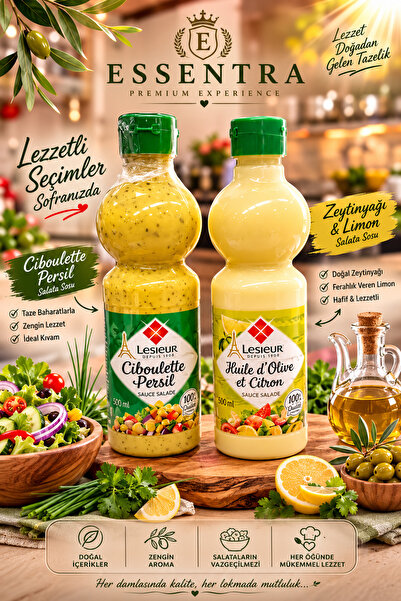 Essentra Home Lesieur Salata Sosu Çeşitleri 2'li Set 500 ml + 500 ml Ciboulet...