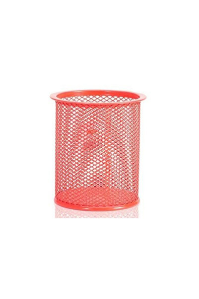 NET Suport pentru pixuri / pahar birou, metalic rotund, plasa metalica, rosu,...