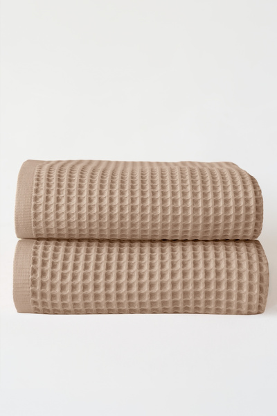 vivamaison Πετσέτα μπάνιου Waffle Peshtemal 90x180 εκ. Σετ 2 τεμαχίων 100% βα...