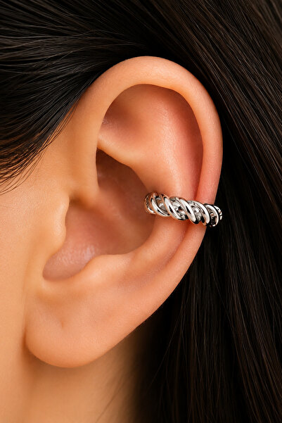 FIERA JEWELRY Stainless Steel Twist Ear Cuff Cartilage Earring |   Holeless E...