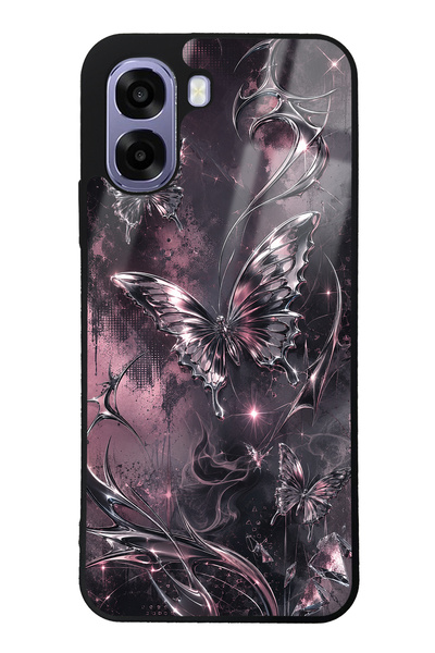Spoyi Oppo A6T Rose Chrome Butterfly Tasarımlı Glossy Telefon Kılıfı