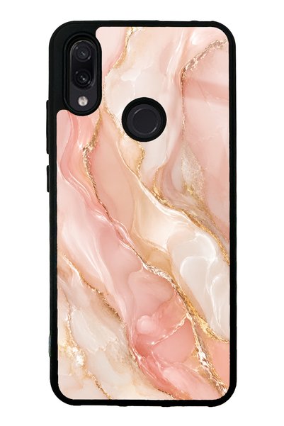 Spoyi حافظة هاتف لامعة بتصميم رخامي ذهبي وردي لهاتف Xiaomi Redmi Note 7