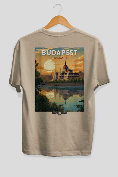 Ankhises Μπουδαπστέ Ουγγαρία Μπεζ Oversize Country City T-shirt με στάμπα στη...