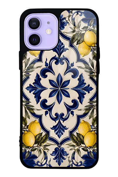 Spoyi iPhone 12 Royal Lemon Mosaic Tasarımlı Glossy Telefon Kılıfı
