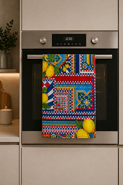 naya home Dekoratif Mutfak Pamuklu Fırın Havlusu Özel Desenli Etnik Model 35x...