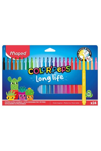 Maped Markere Color'Peps Long Life, varf mediu, lavabile, triunghiulare, Mult...