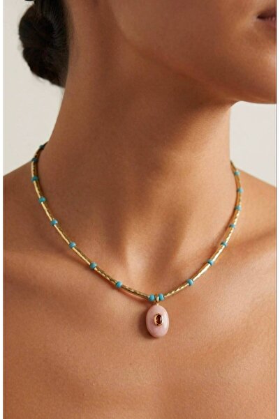 alysa jewelry Women'S, Beaded Blue Pink Detailed Necklace