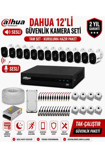 DAHUA 12'Li Sesli Güvenlik Kamera Seti - 8 TB HDD - 48 Gün Kayıt