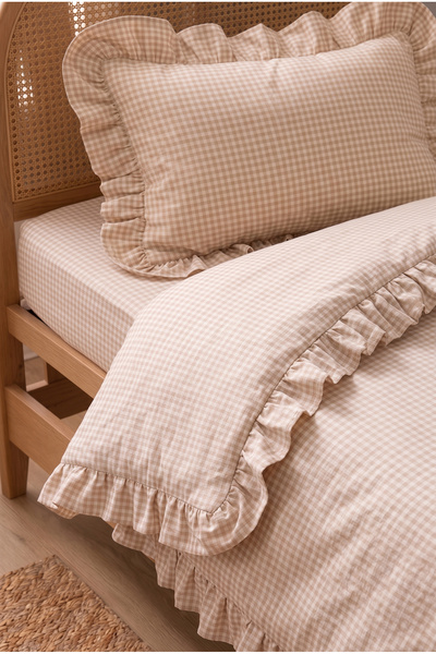 Miruza Ev Tekstili Vintage Ruffled Single Duvet Cover Set |   100% Cotton Gin...