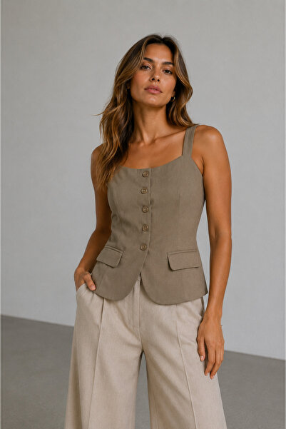 M&N Women's Thick Strap Woven Vest New Model