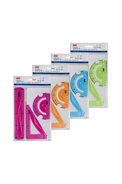 Easy Stationery Set de desen 3 piese FLEX (riglă 20 cm, echer, raportor)