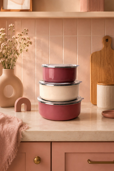 Bambum Lumino 3-Piece Storage Container Pink