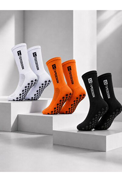 Shuttle Park 3 Pairs Unisex Special Series White Black Orange Anti Slip Non Slip Silicone Towel Sole Seamless Match Pro Athlete Socks