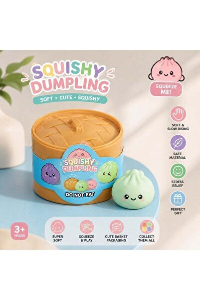 Squishy Dumpling Squeeze Toy with Steamer Basket Storage Container