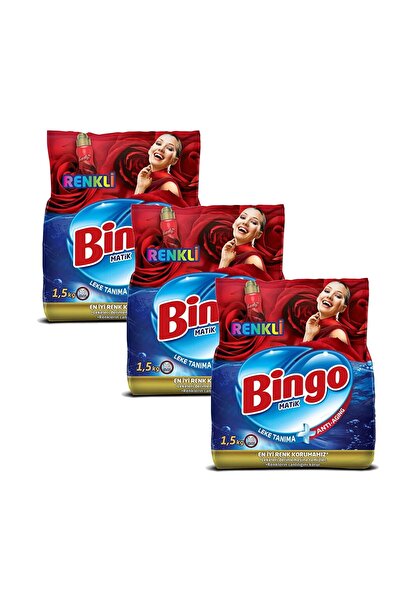 Bingo Renkli Toz Çamaşır Deterjanı 1,5 kg x 3 Adet