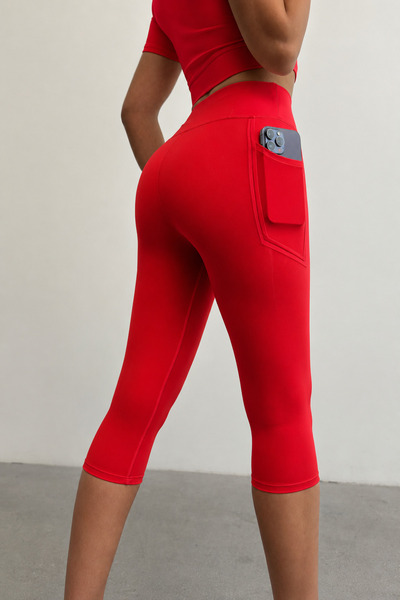 OPENDO Sportske kapri leggins sa visokim strukom i džepovima