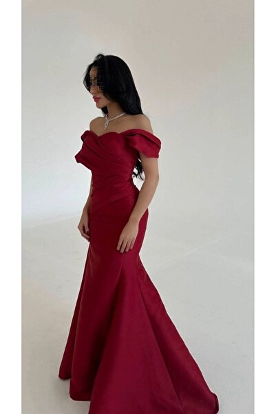 tsuwahen Luxury Off Shoulder Mermaid Red Long Gown Evening Dress