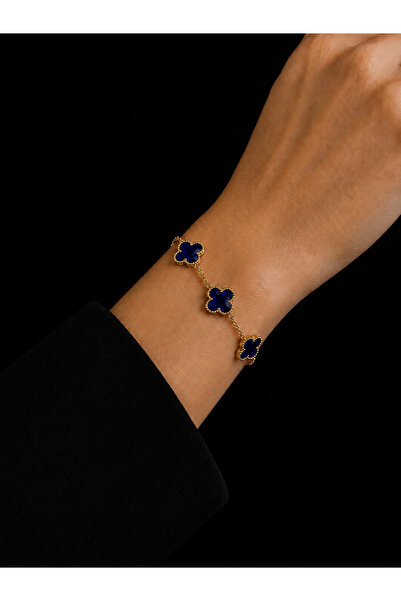 Nutly Accessories Kadın Çelik Yonca Model Bileklik Gümüş Renk Gold Renk Pasla...
