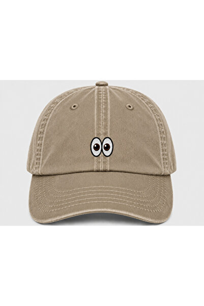 WeavedCo Embroidered Vintage Washed Cap Hat with Eye Emoji