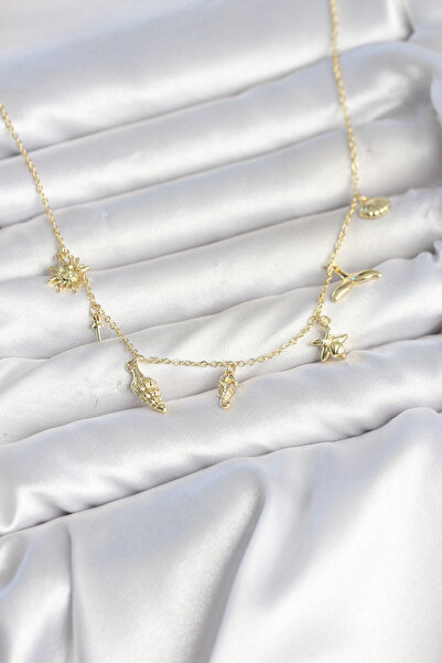 OGHAMAY Brass Gold Color Minimal Sea Concept Women's Necklace