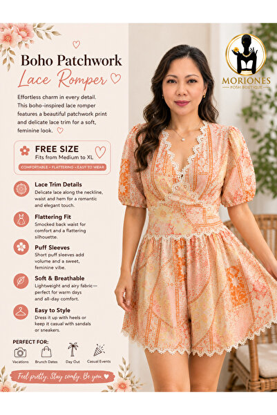 BKKOriginal MORIONES BOHO PATCHWORK LACE ROMPER