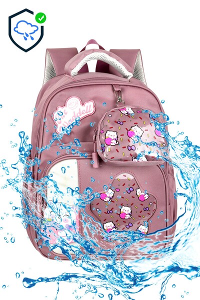 Waddell Twill Transparent Patterned Sweet Cute Girl Nursery Kindergarten Preschool Bag with Small Mini Wallet as a Gift.