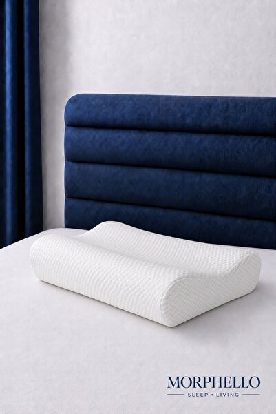 MORPHELLO Çift Boyun Destekli Ortopedik Visco Yastık 54x40 cm – Ergonomik Baş...