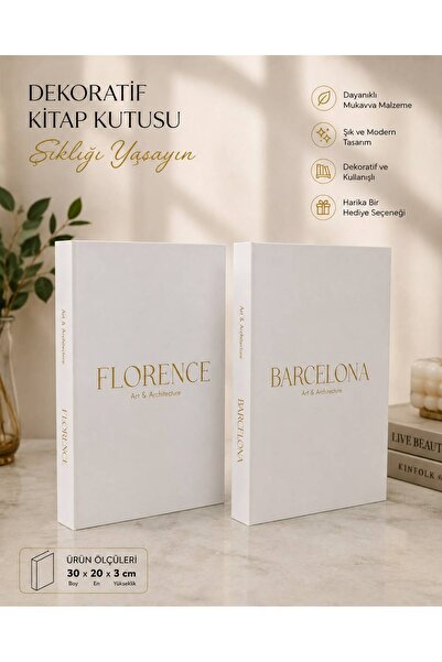 irayhomedecor Set od 2 pozlaćene tanke dekorativne kutije za knjige (Barselon...
